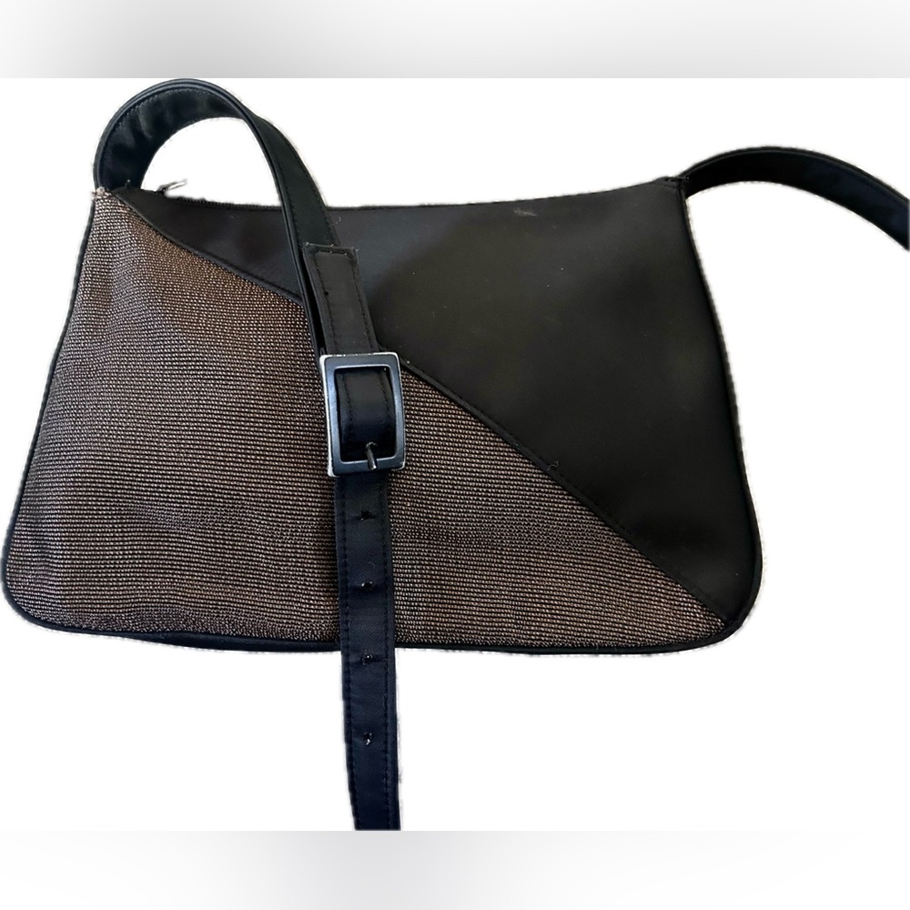 Vintage Black and Brown Aigner woven fabric Women's shoulder Bag